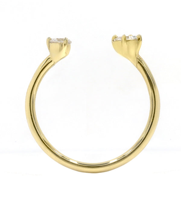 O.3CTW Round and Emerald  Cut Moissanite Unique Wedding Band