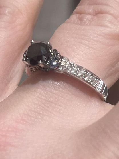 Enchanted Disney Villains Evil Queen 1-1/2 CT. T.W. Black and White Diamond Engagement Ring