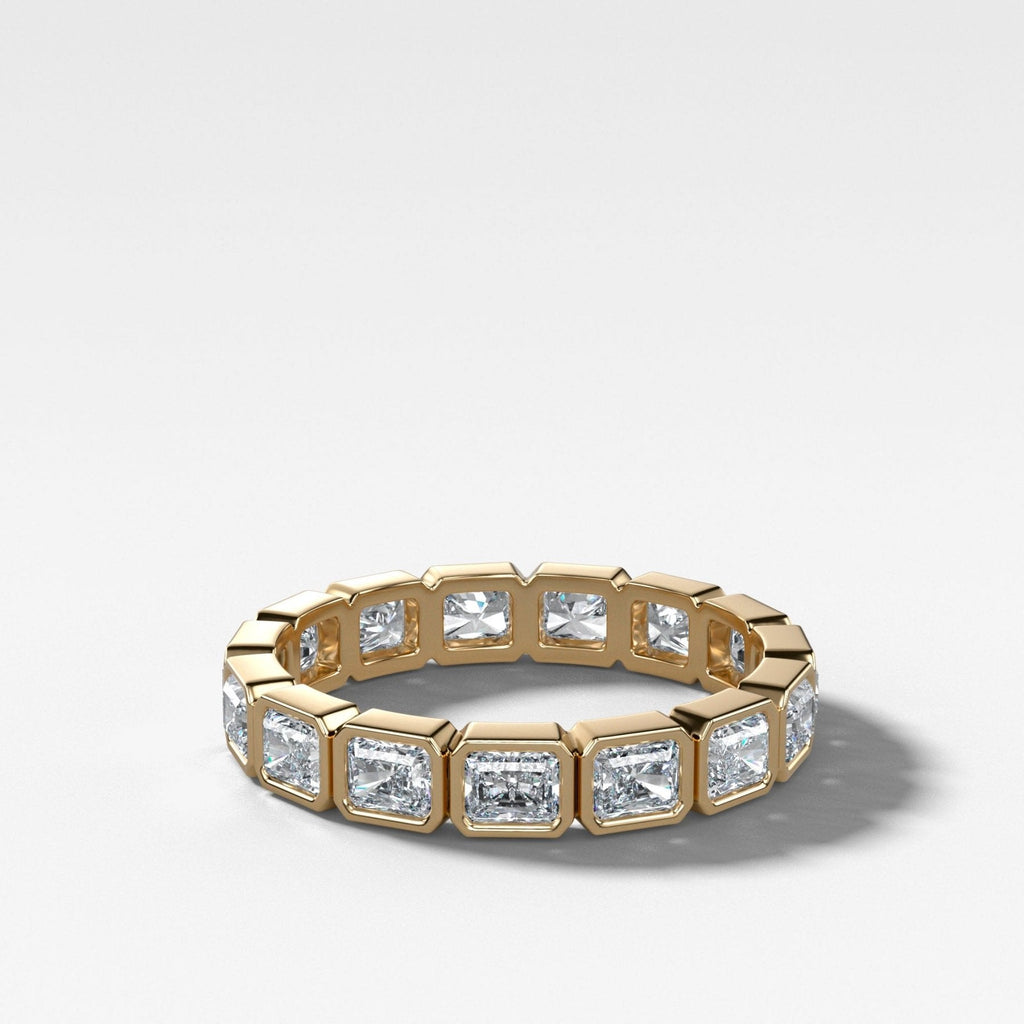 Baby Bezel Set Eternity Band With East West Natural Radiant Cuts