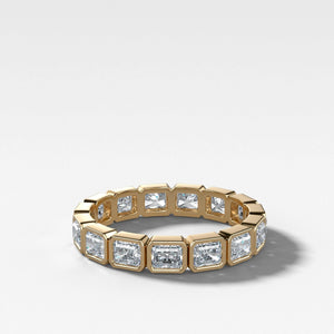 Baby Bezel Set Eternity Band With East West Natural Radiant Cuts