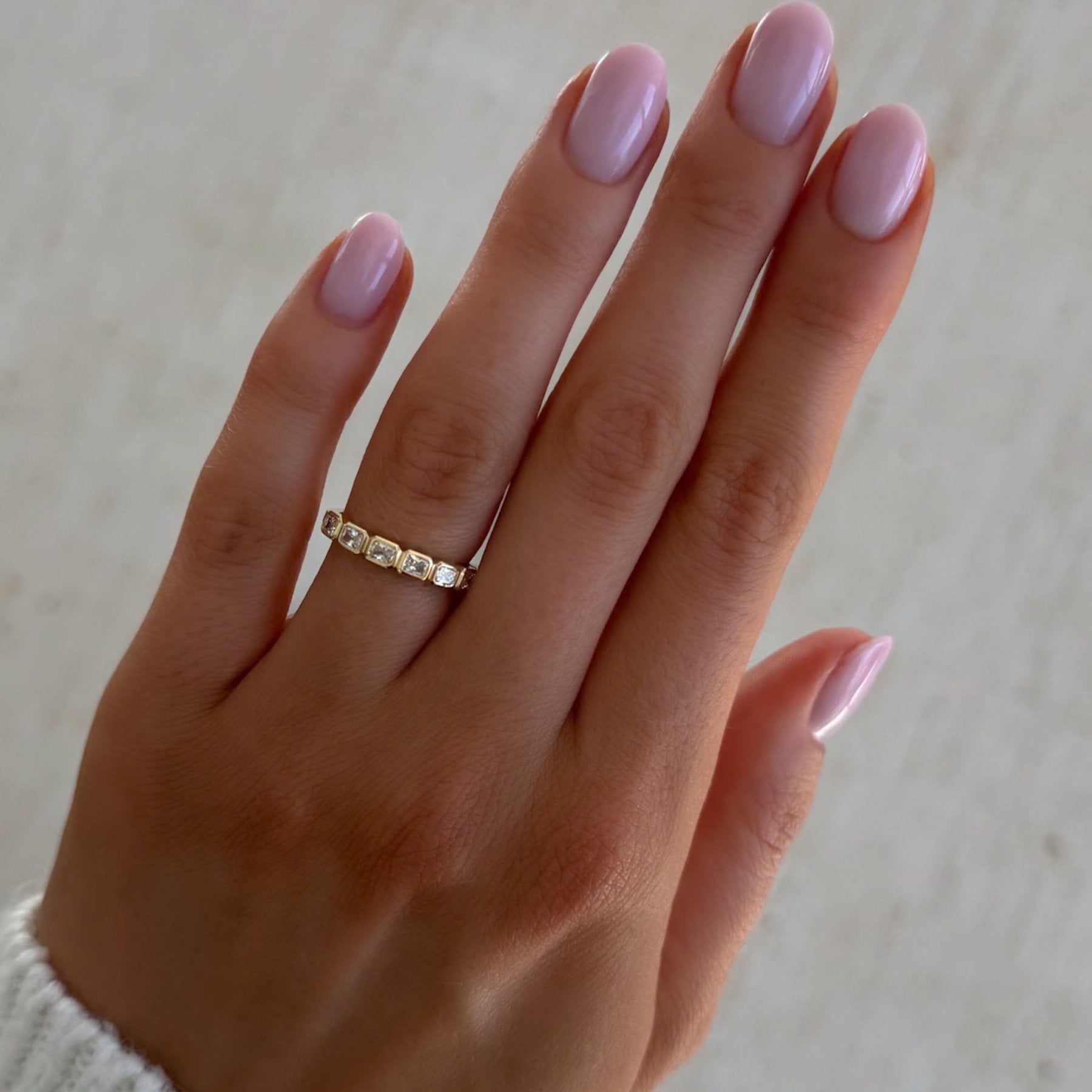 Baby Bezel Set Eternity Band With East West Natural Radiant Cuts Secondary image
