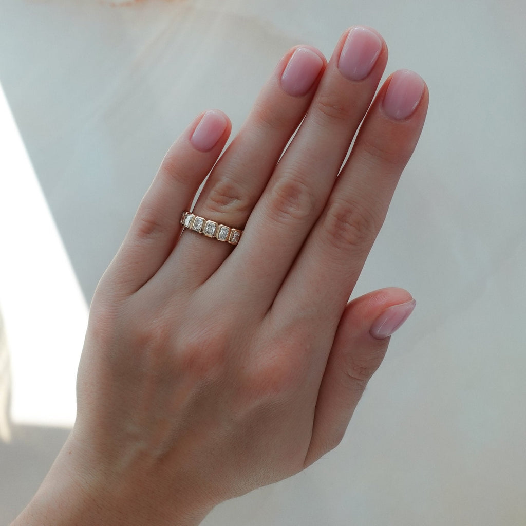 Baby Bezel Set Eternity Band With Radiant Cuts