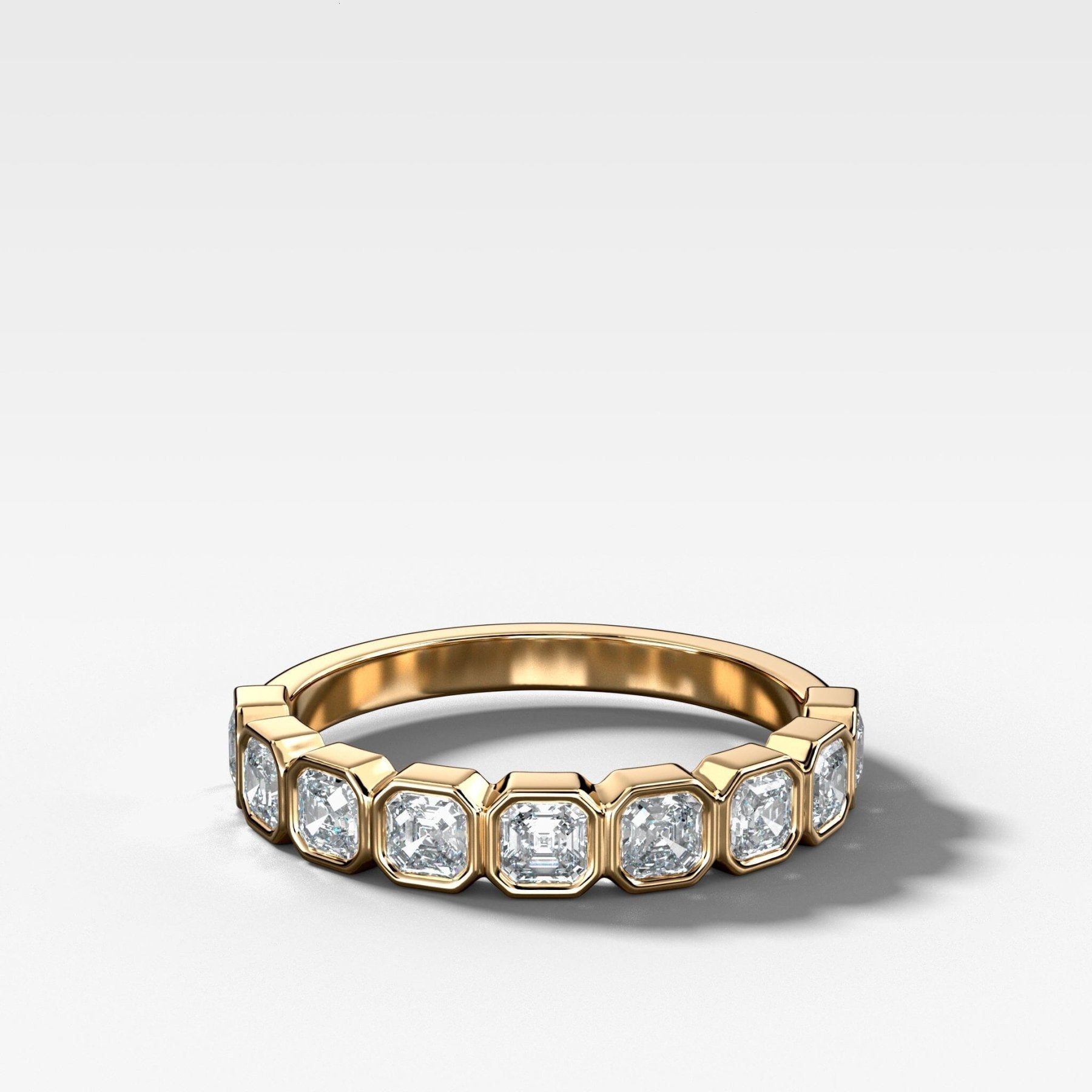 Baby Bezel Set Halfway Wedding Band With Asscher Cuts Main image