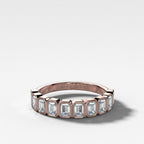 Baby Bezel Set Halfway Wedding Band With Emerald Cuts