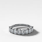 Baby Bezel Set Halfway Wedding Band With Emerald Cuts