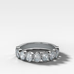 Baby Bezel Set Halfway Wedding Band With Oval Cuts