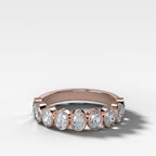 Baby Bezel Set Halfway Wedding Band With Oval Cuts