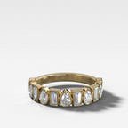 Baby Bezel Set Halfway Wedding Band with Pear and Tapered Baguette Diamonds