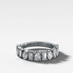 Baby Bezel Set Halfway Wedding Band with Pear and Tapered Baguette Diamonds