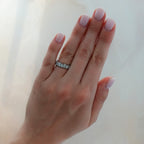 Baby Bezel Set Halfway Wedding Band with Pear and Tapered Baguette Diamonds
