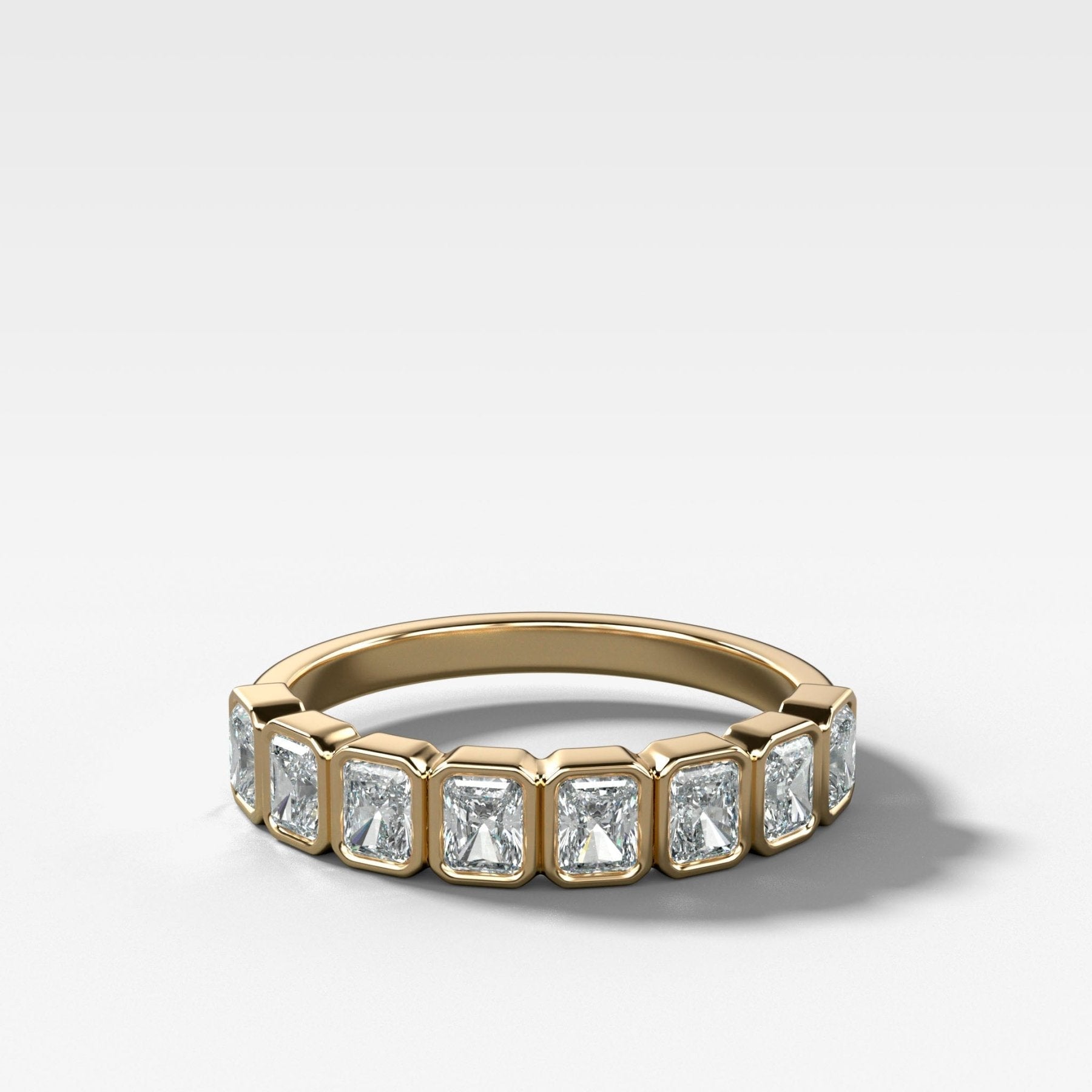 Baby Bezel Set Halfway Wedding Band With Radiant Cuts Main image