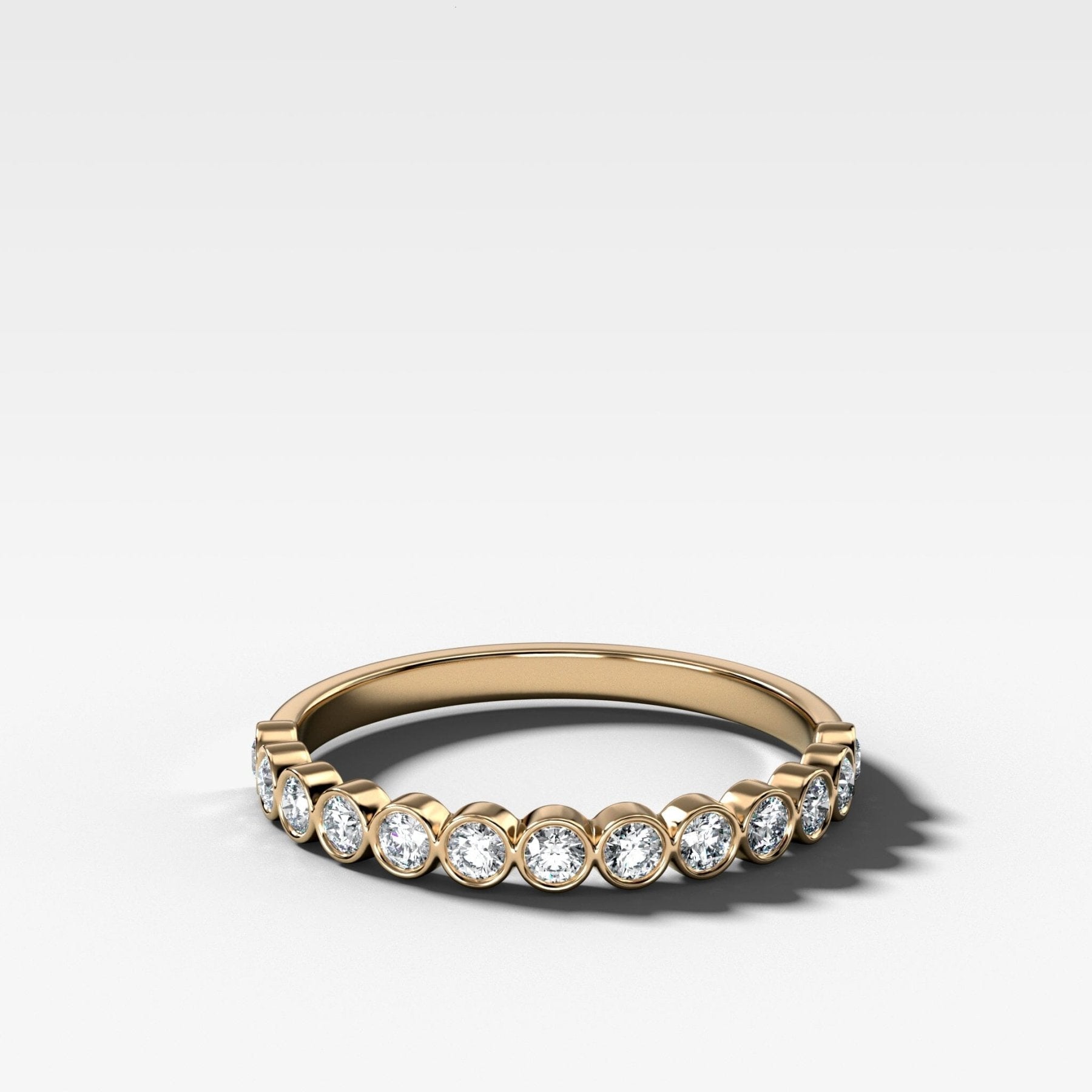 Baby Bezel Set Halfway Wedding Band with Round Cuts