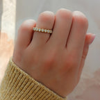 Baby Bezel Set Halfway Wedding Band with Round Cuts
