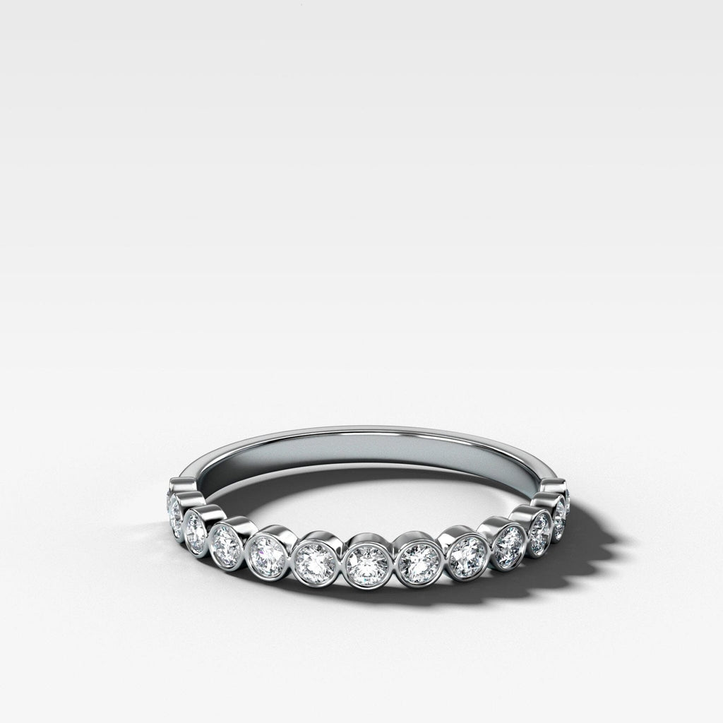 Baby Bezel Set Halfway Wedding Band with Round Cuts