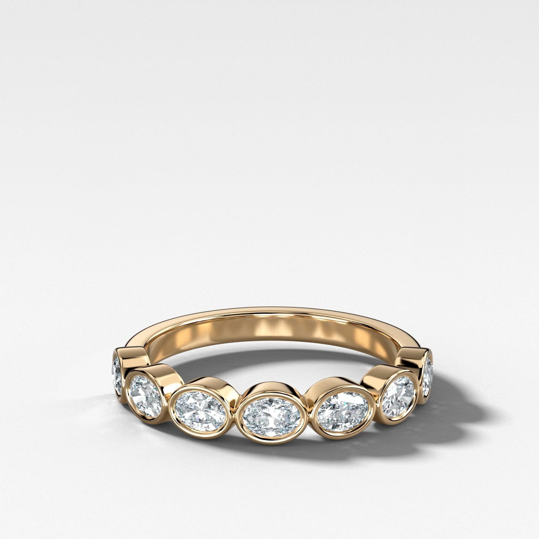 Baby Bezel Set Wedding Band With East West Natural Oval Cuts Main image