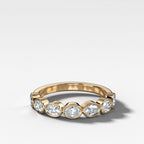 Baby Bezel Set Wedding Band With East West Natural Oval Cuts