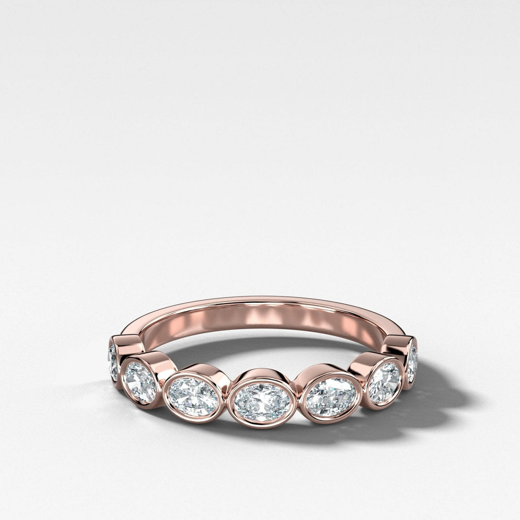 Baby Bezel Set Wedding Band With East West Oval Cuts