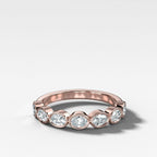 Baby Bezel Set Wedding Band With East West Oval Cuts