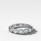 Baby Bezel Set Wedding Band With East West Oval Cuts