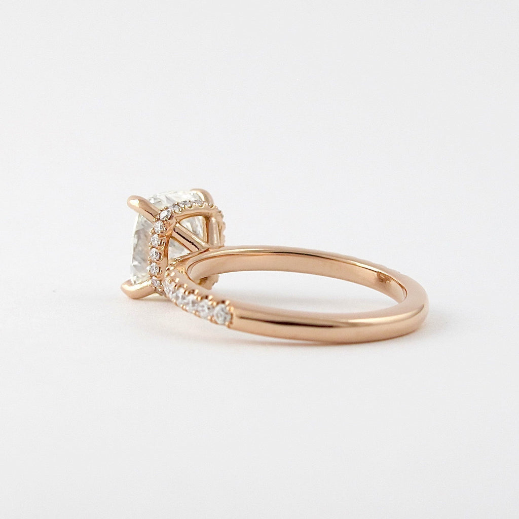 1.50 CT Cushion Cut Pave Moissanite Engagement Ring
