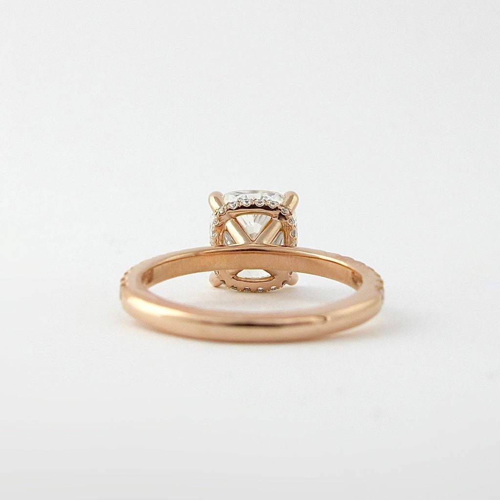 1.50 CT Cushion Cut Pave Moissanite Engagement Ring