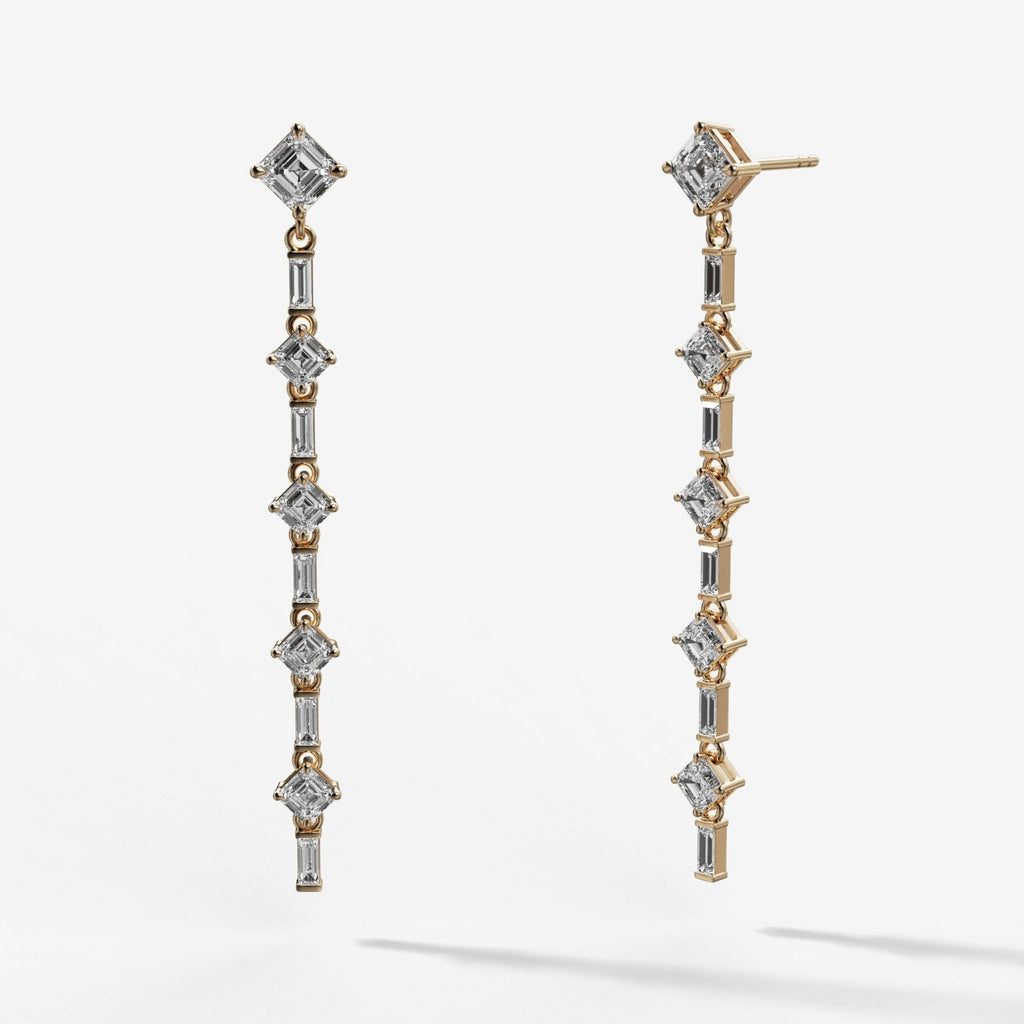 Baguette Deco Drop Earrings with Asscher Cuts