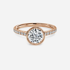 1.0 CT Round Moissanite Bezel Engagement Ring