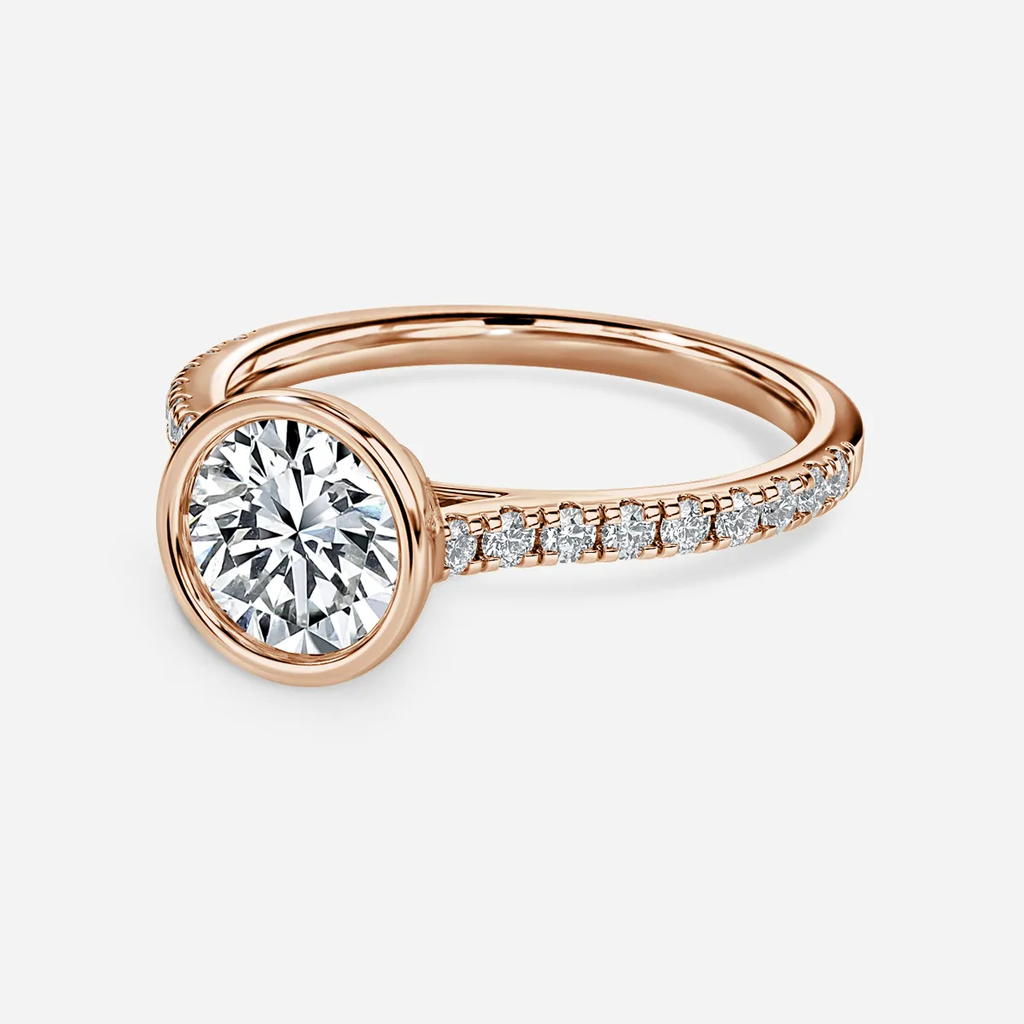 1.0 CT Round Moissanite Bezel Engagement Ring