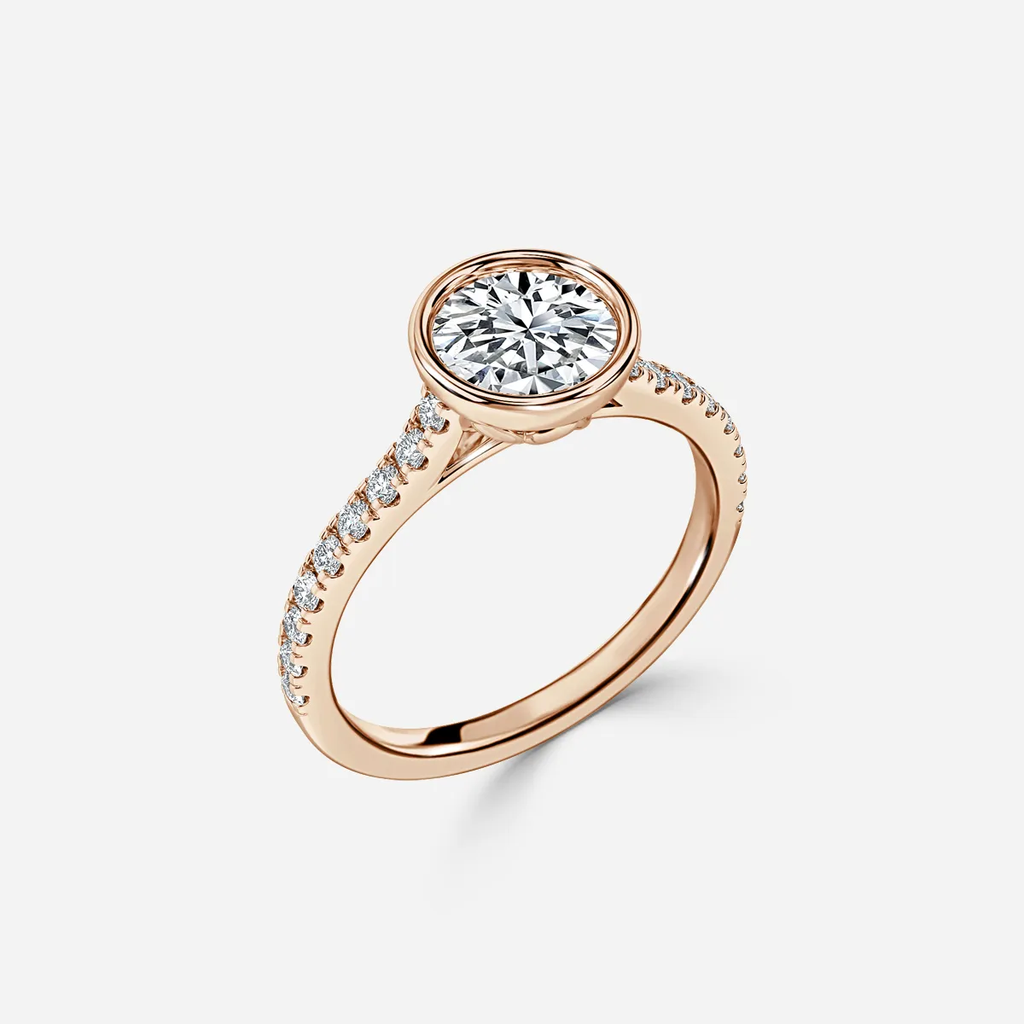 1.0 CT Round Moissanite Bezel Engagement Ring