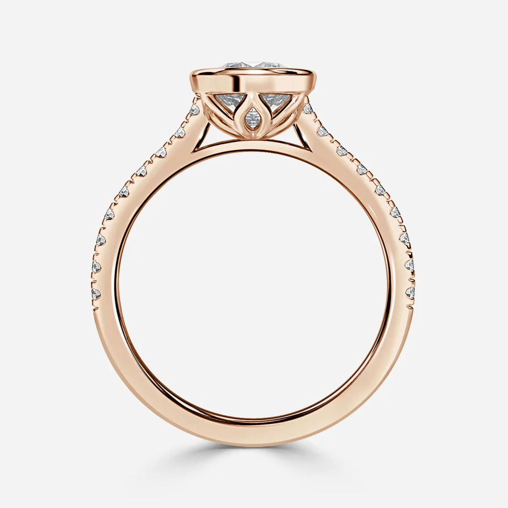 1.0 CT Round Moissanite Bezel Engagement Ring
