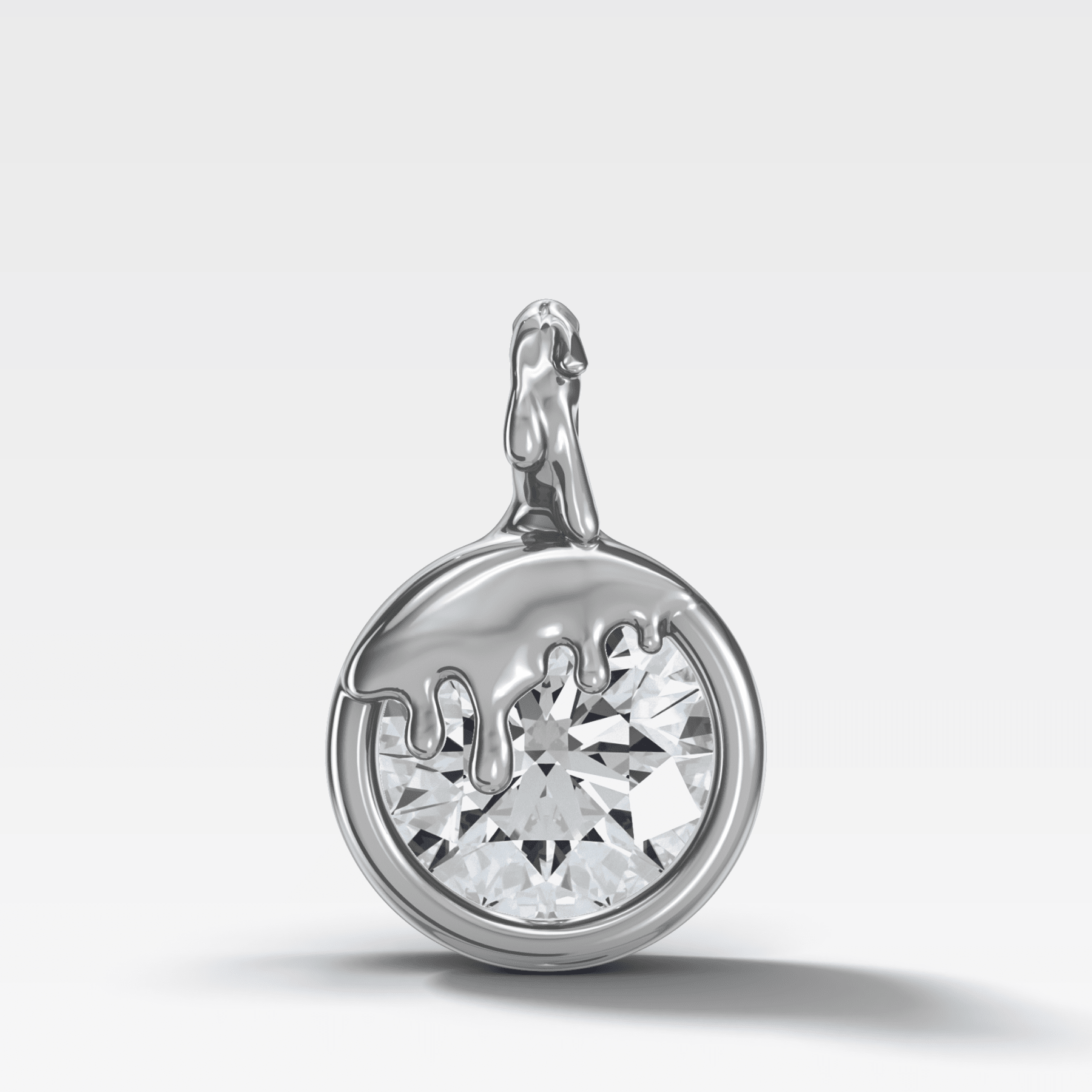 Bezel Drip Round Attachable Diamond Pendant