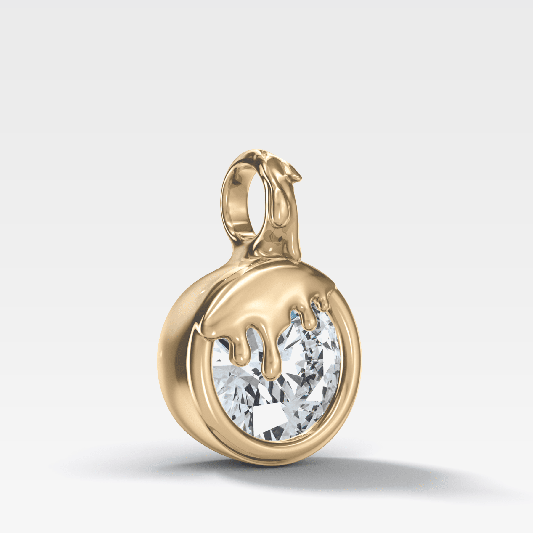 Bezel Drip Round Attachable Diamond Pendant