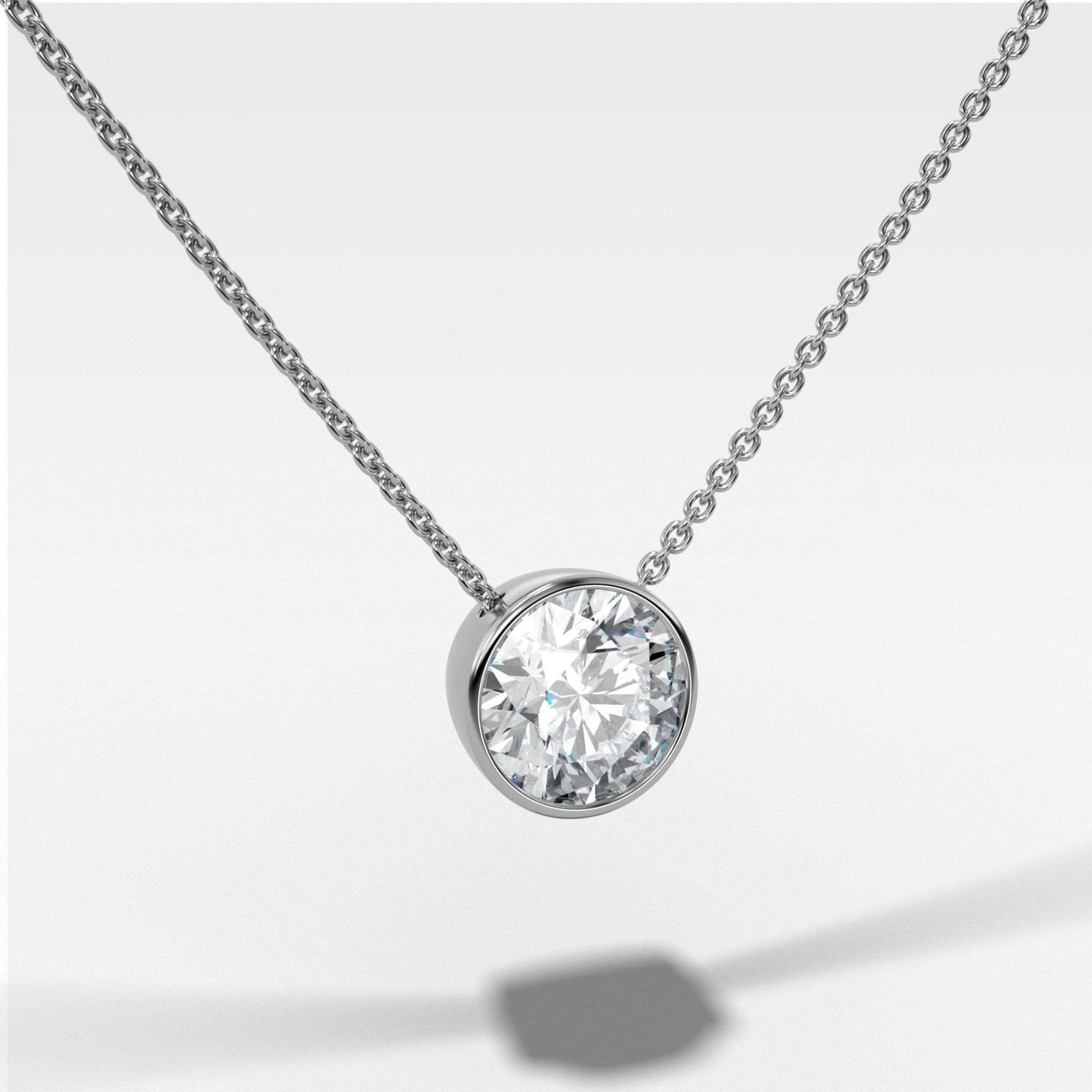 Bezel Pendant Necklace with a Round Cut Diamond
