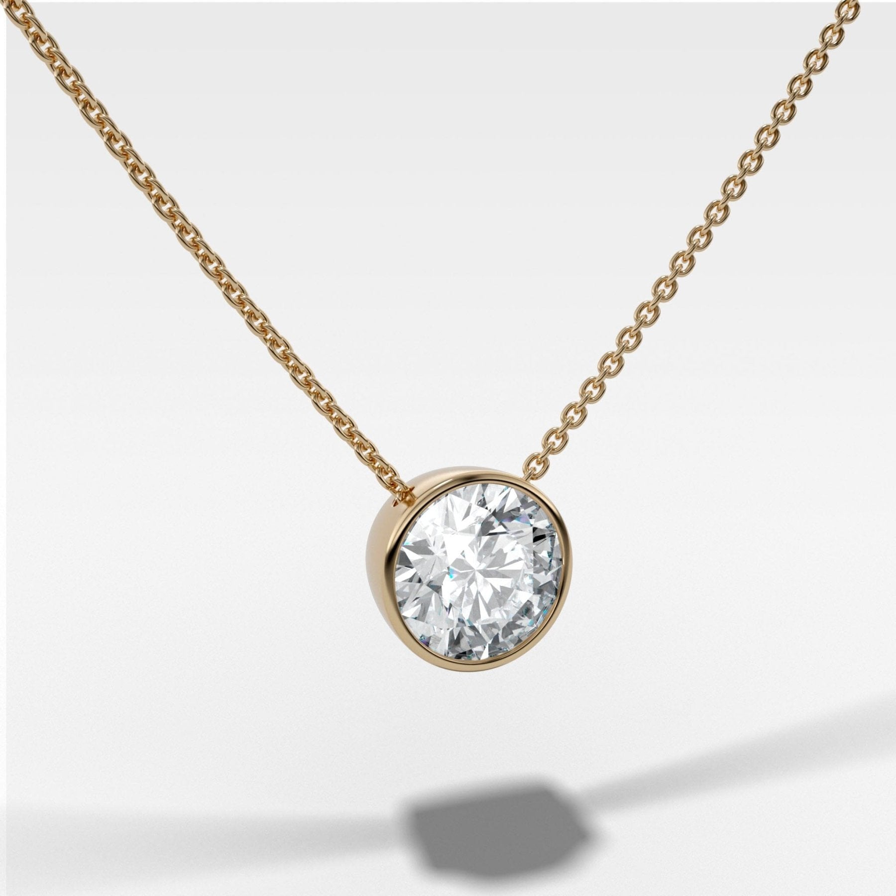 Bezel Pendant Necklace with a Round Cut Diamond