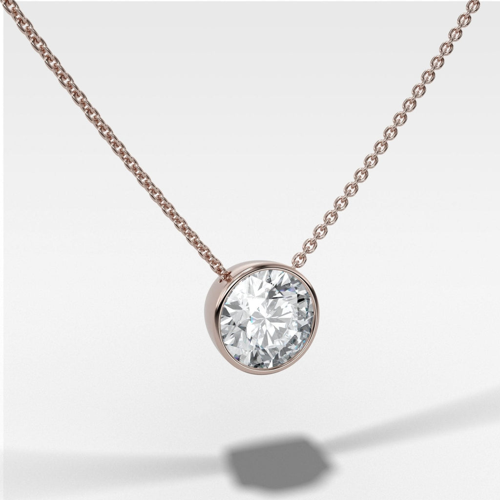 Bezel Pendant Necklace with a Round Cut Diamond