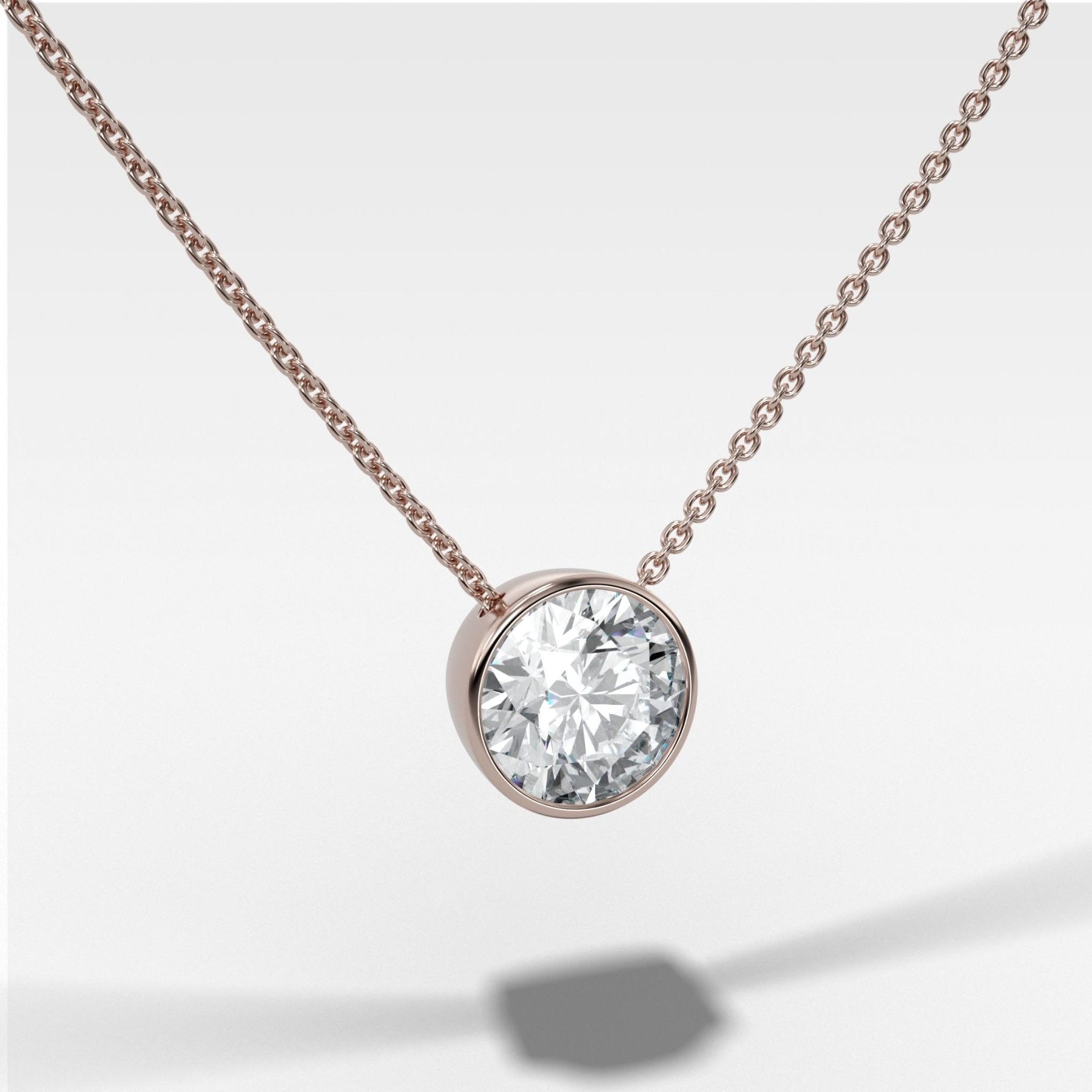 Bezel Pendant Necklace with a Round Cut Diamond
