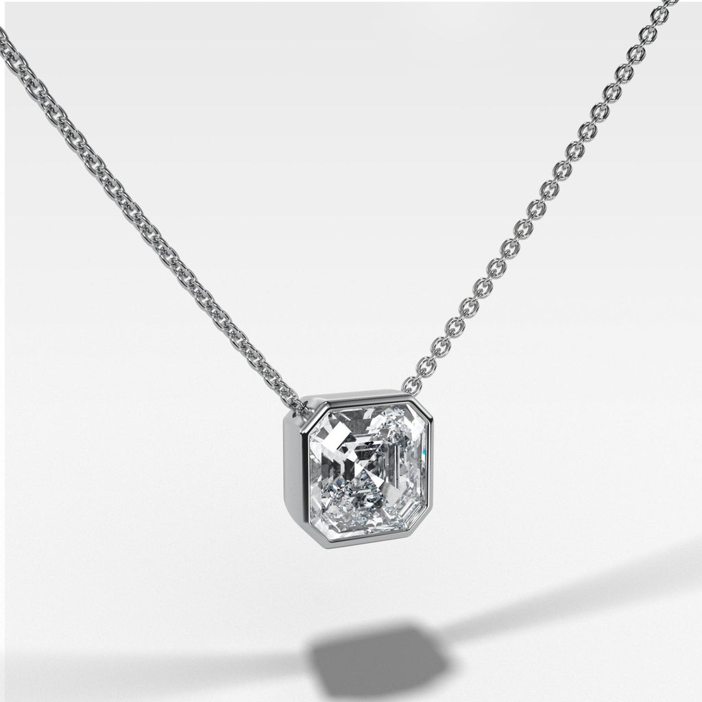Bezel Pendant Necklace with Asscher Cut Diamond