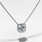 Bezel Pendant Necklace with Asscher Cut Diamond