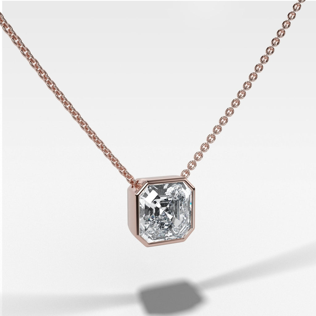 Bezel Pendant Necklace with Asscher Cut Diamond
