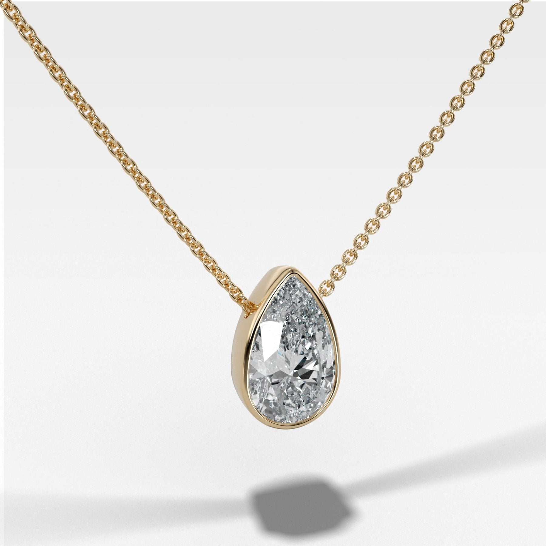 Bezel Pendant Necklace with Pear Cut Diamond