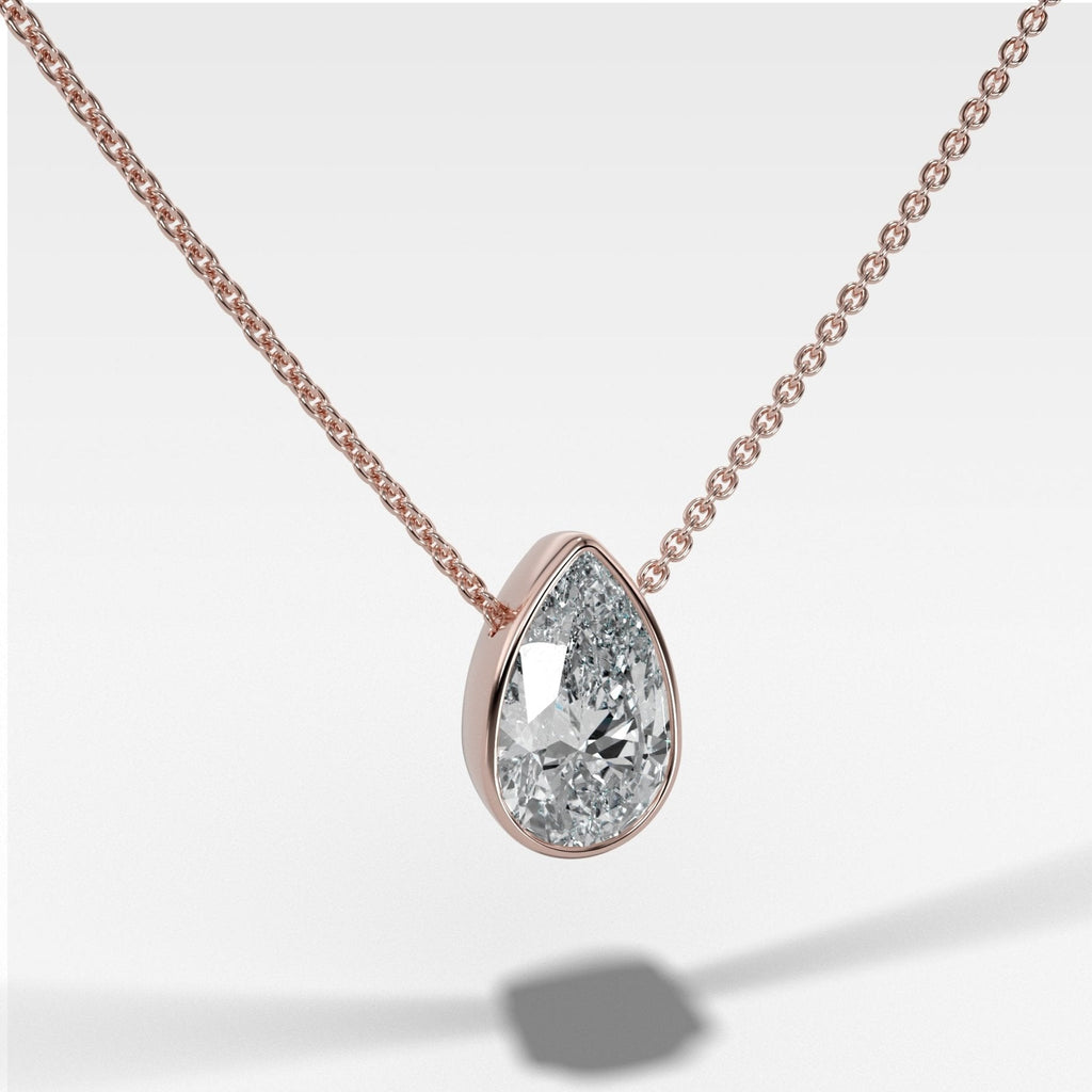 Bezel Pendant Necklace with Pear Cut Diamond