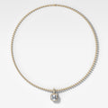 Bezel Set Asscher Attachable Diamond Pendant with Pavé Knife Edge Bail and Beaded Chain (3mm)