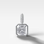Bezel Set Asscher Attachable Diamond Pendant with Pavé Knife Edge Bail
