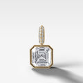 Bezel Set Asscher Attachable Diamond Pendant with Pavé Knife Edge Bail