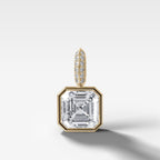 Bezel Set Asscher Attachable Diamond Pendant with Pavé Knife Edge Bail