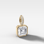 Bezel Set Asscher Attachable Diamond Pendant with Pavé Knife Edge Bail