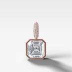 Bezel Set Asscher Attachable Diamond Pendant with Pavé Knife Edge Bail