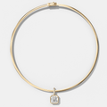 Bezel Set Asscher Attachable Diamond Pendant with Pavé Knife Edge Bail With Reversible Omega Chain (3mm)
