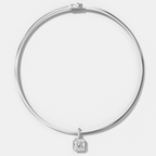 Bezel Set Asscher Attachable Diamond Pendant with Pavé Knife Edge Bail With Reversible Omega Chain (3mm)
