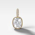 Bezel Set Attachable Pendant with Pave Knife Edge Bail set with 7.60ct Lab Grown Elongated Cushion Cut Diamond